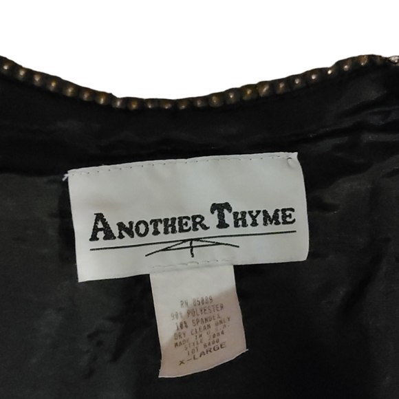 Vintage Set Another Thyme Black Velvet Embellished Dress w Jacket Sz 18 - Picture 9 of 11